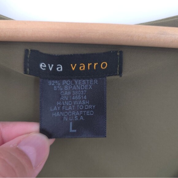 Eva Varro Slinky Tunic Top Asymmetrical Hem Layered Lagenlook Artsy Green - Picture 9 of 14